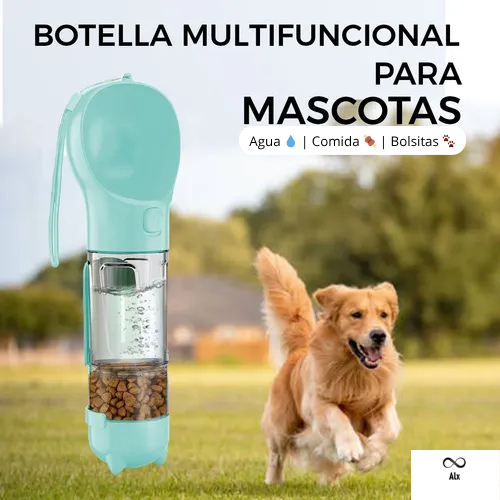 Botella Multifuncional Dispensadora 3 En 1 Para Mascota