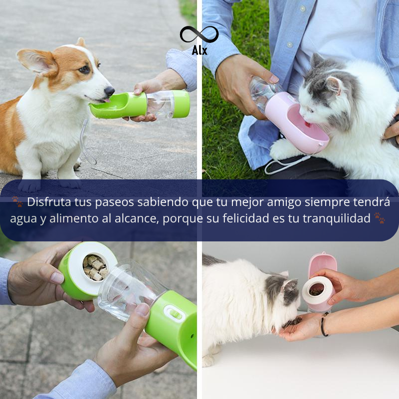 Botella Multifuncional Dispensadora 3 En 1 Para Mascota